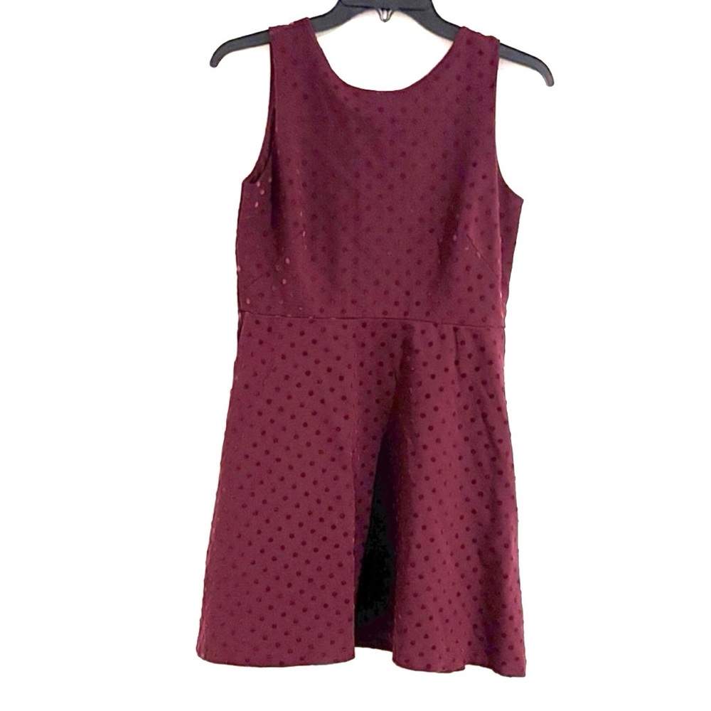 LOFT‎ Size 4 Berry Twee Velvety Polka Dot Print Jumper Dress 👗 Super Cute.